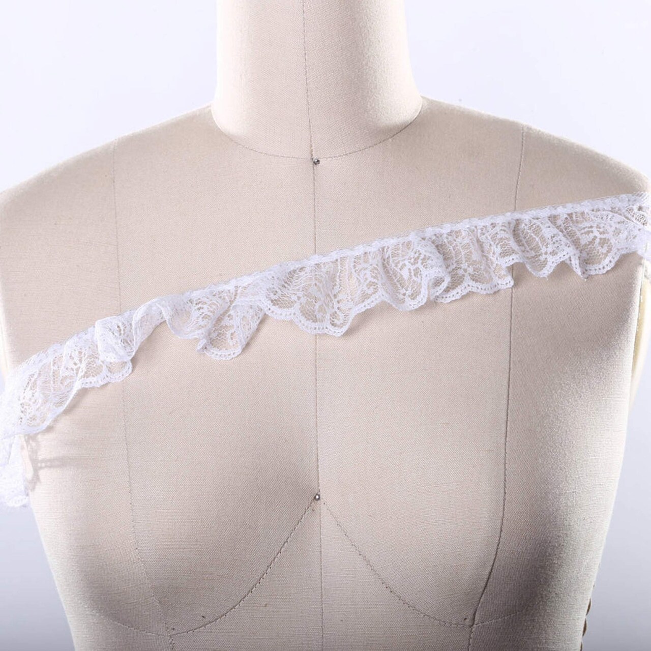 2 Yards 2 Inch Cutesy White Ruffled Scalloped Lace Trim Polyester